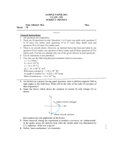 SAMPLE PAPER 2011 CLASS - XII SUBJECT- PHYSICS