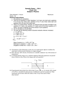 Sample Paper – 2011 Class: XII Subject: Physics
