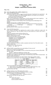 Sample Paper – 2011 Class – XII Subject –Informatics Practices (065)