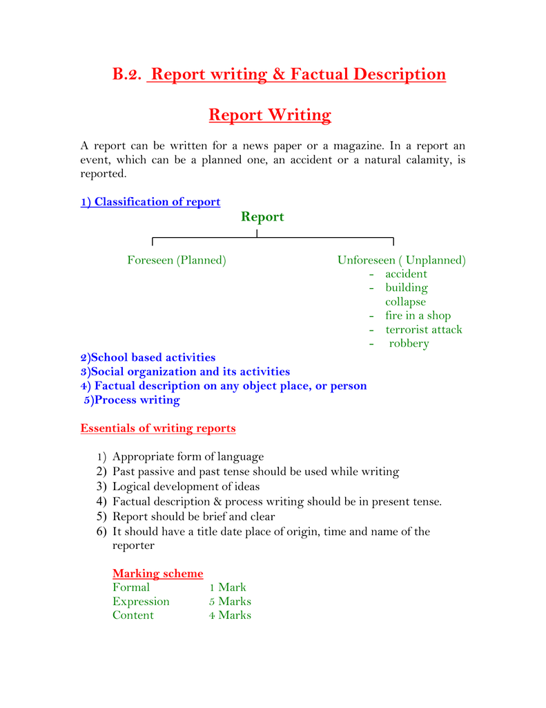 B.21. Report writing &amp; Factual Description Report Writing