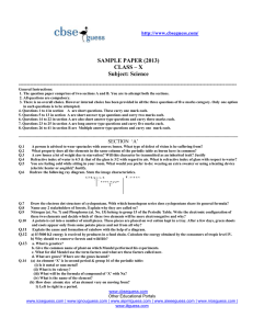 SAMPLE PAPER (2013) CLASS – X Subject: Science