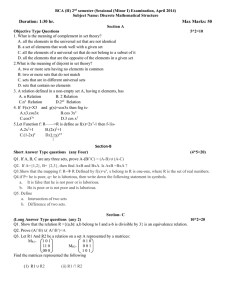 BCA (H) 2 semester (Sessional (Minor I) Examination, April 2014)