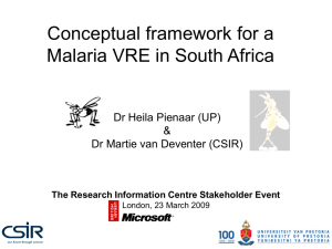 Conceptual framework for a Malaria VRE in South Africa &amp;