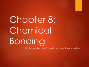 Chapter 8: Chemical Bonding Understanding the forces that hold atoms together.
