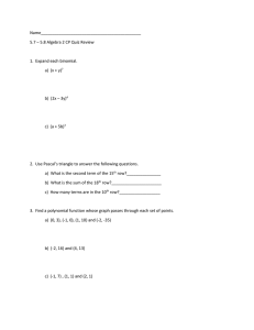 Name____________________________________________ 5.7 – 5.8 Algebra 2 CP Quiz Review