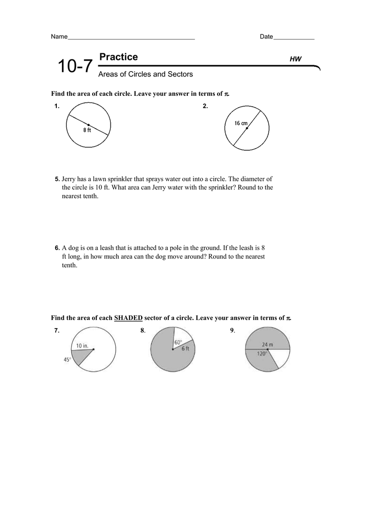 lesson 2 homework practice area of circles