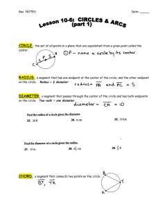 CIRCLE RADIUS DIAMETER CHORD