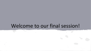 Welcome to our final session!