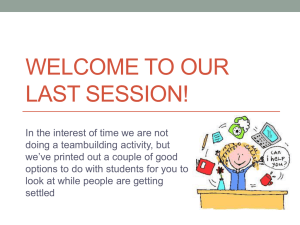 WELCOME TO OUR LAST SESSION!