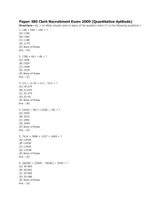 Paper: SBI Clerk Recruitment Exam 2009 (Quantitative Aptitude)