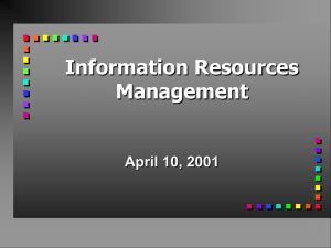 Information Resources Management April 10, 2001