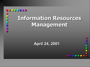 Information Resources Management April 24, 2001