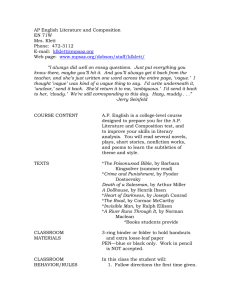 AP English Literature and Composition EN 71W Mrs. Klett Phone:  472-3112