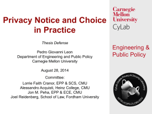 Privacy Notice and Choice in Practice Engineering &amp; Public Policy