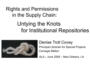 Untying the Knots for Institutional Repositories Rights and Permissions in the Supply Chain: