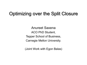 Optimizing over the Split Closure Anureet Saxena ACO PhD Student,