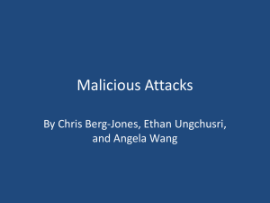 Malicious Attacks By Chris Berg-Jones, Ethan Ungchusri, and Angela Wang