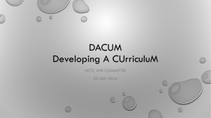 DACUM Developing A CUrriculuM NCTC APR COMMITTEE 20 JAN 2016