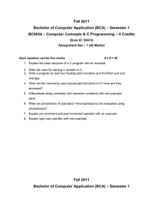 Fall 2011 – Semester 1 Bachelor of Computer Application (BCA)