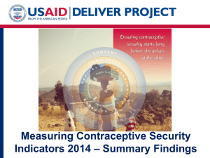 Measuring Contraceptive Security – Summary Findings Indicators 2014