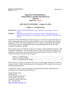 REQUEST FOR PROPOSAL FIXED PRICE GOODS OR SERVICES (FIELD) RFP NO: