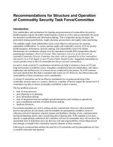 Recommendations for Structure and Operation of Commodity Security Task Force/Committee Introduction