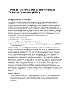 Terms of Reference of the Family Planning Technical Committee (FPTC)
