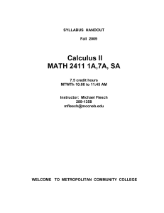 Calculus II MATH 2411 1A,7A, SA