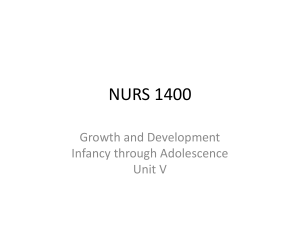 NURS 1400 Growth and Development Infancy through Adolescence Unit V