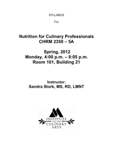 Nutrition for Culinary Professionals – 5A CHRM 2350