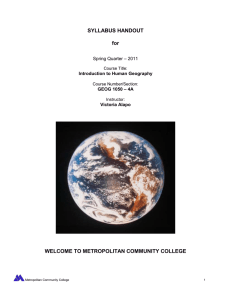 SYLLABUS HANDOUT  for WELCOME TO METROPOLITAN COMMUNITY COLLEGE