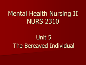 Mental Health Nursing II NURS 2310 Unit 5 The Bereaved Individual