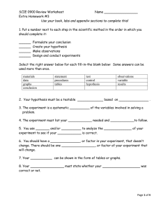SCIE 0900 Review Worksheet       ... Extra Homework #3