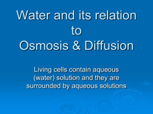 Water and its relation to Osmosis &amp; Diffusion Living cells contain aqueous