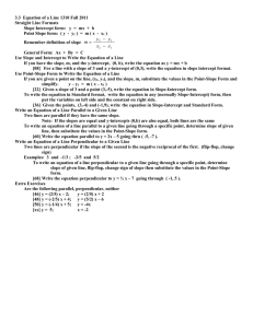 3.3  Equation of a Line 1310 Fall 2011