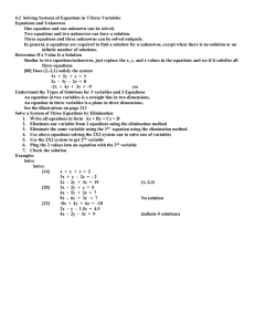 4.2  Solving Systems of Equations in T1hree Variables