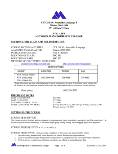 CPT 211 8A: Assembler Language I Winter, 2003-2004 W · 6:00pm-9:35pm