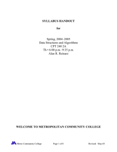 SYLLABUS HANDOUT  for WELCOME TO METROPOLITAN COMMUNITY COLLEGE