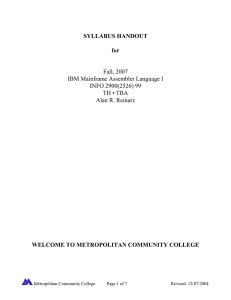 SYLLABUS HANDOUT  for WELCOME TO METROPOLITAN COMMUNITY COLLEGE