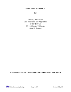 SYLLABUS HANDOUT  for WELCOME TO METROPOLITAN COMMUNITY COLLEGE