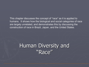 This chapter discusses the concept of “race” as it is... humans.  It shows how the biological and social categories...