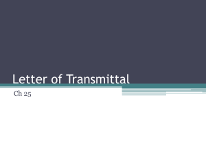 Letter of Transmittal Ch 25