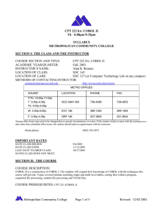 CPT 222 8A: COBOL II Th · 6:00pm-9:35pm SYLLABUS