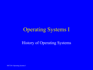 Operating Systems I History of Operating Systems MCT261-Operating Systems I