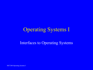 Operating Systems I Interfaces to Operating Systems MCT260-Operating Systems I