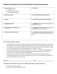Subcontract Request Form for Northeastern-Issued Subcontracts