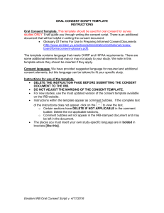 ORAL CONSENT SCRIPT TEMPLATE INSTRUCTIONS  Oral Consent Template.