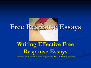 Free Response Essays Writing Effective Free Response Essays