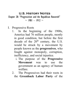 U.S. History Notes Chapter 28: “Progressivism and the Republican Roosevelt”