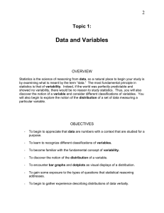 Data and Variables 2 Topic 1:
